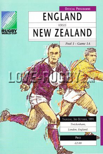 1991 England v New Zealand  Rugby Programme